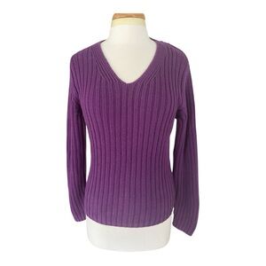 Hanna Andersson 100% Cotton Women's V-Neck Sweater in Rich Purple